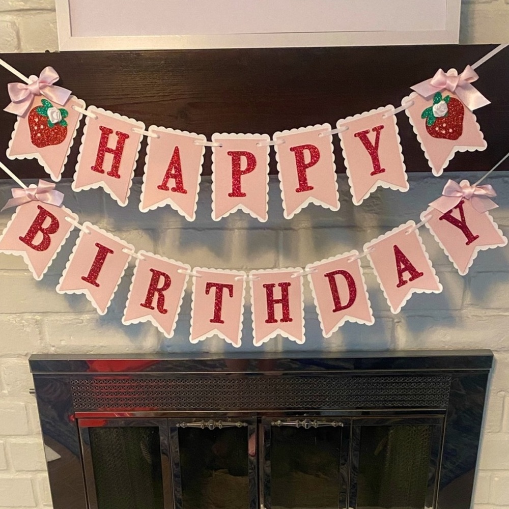 Strawberry Happy Birthday Banner